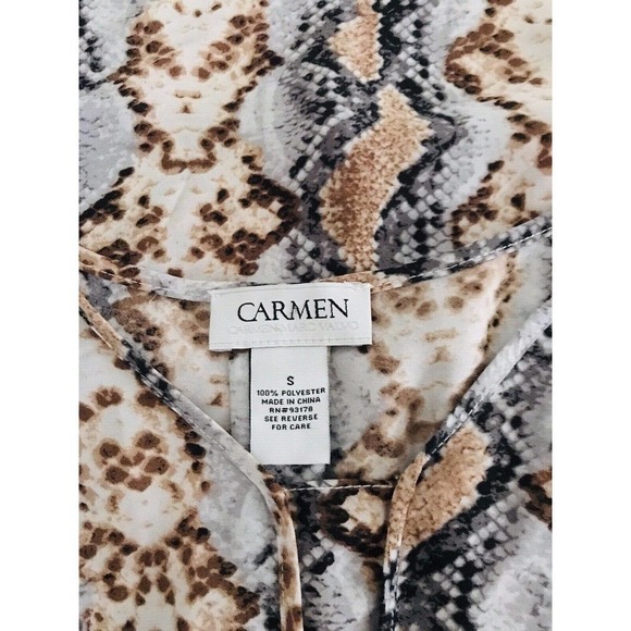 Carmen Marc Valvo | Snakeskin Print Top Womens SM Dolman Cold Shoulder Pullover - Picture 10 of 10